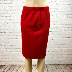 Vintage 80s St John By Marie Gray Red Knit Santana Skirt